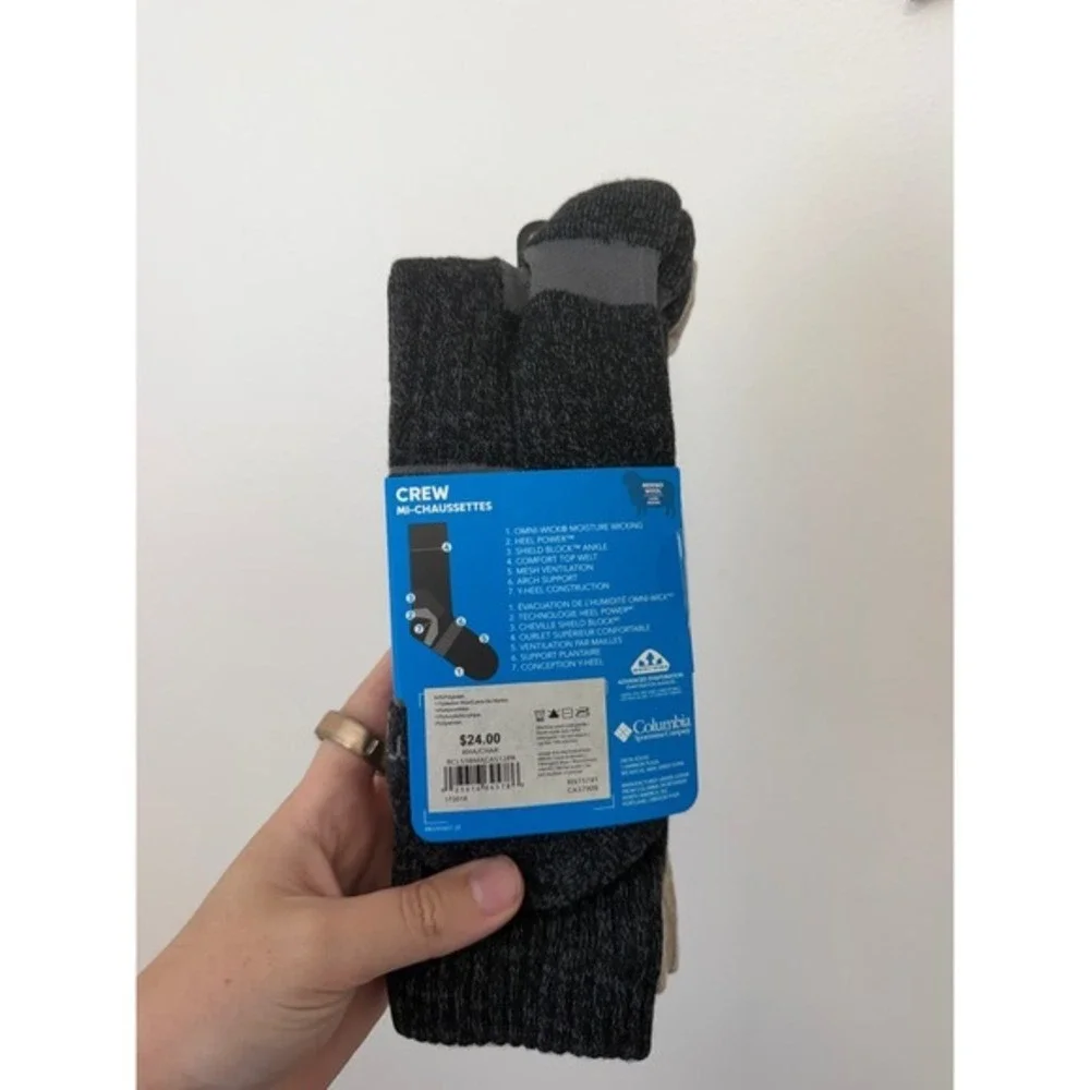 Columbia Men's Wool Blend Hiking Socks 2-Pack – Tan & Gray – Size 6-12 – NWT